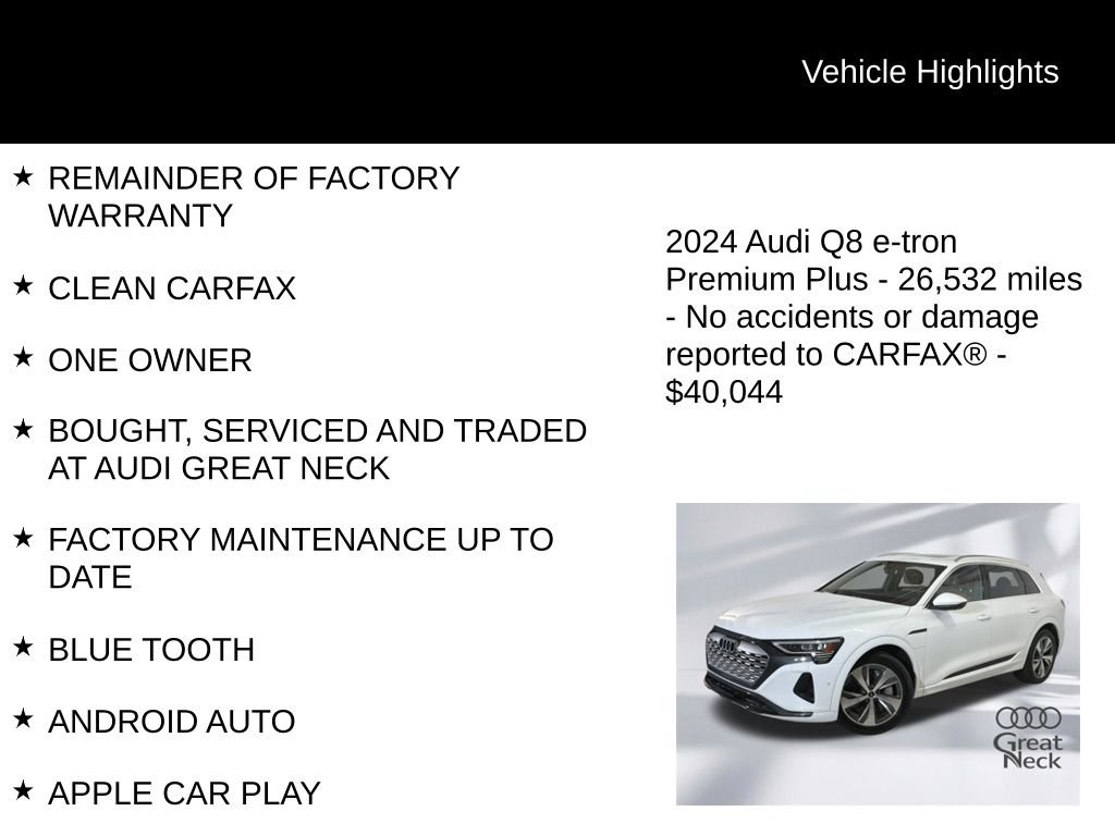 Used 2024 Audi Q8 e-tron Premium Plus w/ Premium Plus Package AWD/4WD image 9