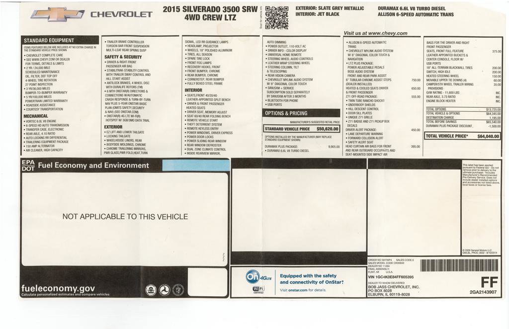 Used 2015 Chevrolet Silverado 3500 LTZ w/ Duramax Plus Package image 60