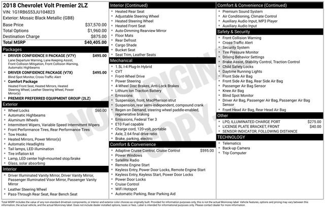 Used 2018 Chevrolet Volt Premier w/ Driver Confidence Package image 35