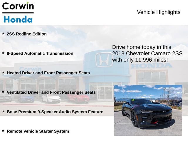 Used 2018 Chevrolet Camaro SS w/ Redline Edition RWD image 7