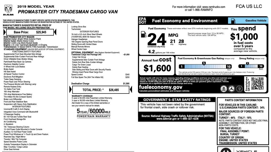 Used 2019 RAM ProMaster City Tradesman image 2