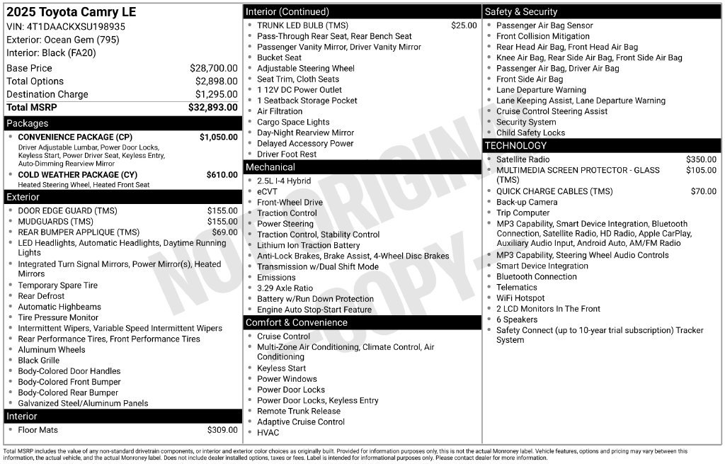 Certified 2025 Toyota Camry LE w/ Convenience Package FWD image 34