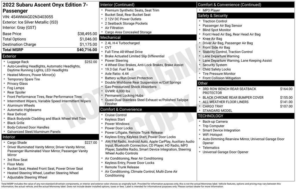 Used 2022 Subaru Ascent Onyx Edition image 5