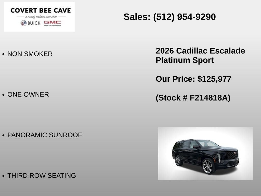 Used 2026 Cadillac Escalade Platinum Sport w/ LPO, Floor Liner Package image 12