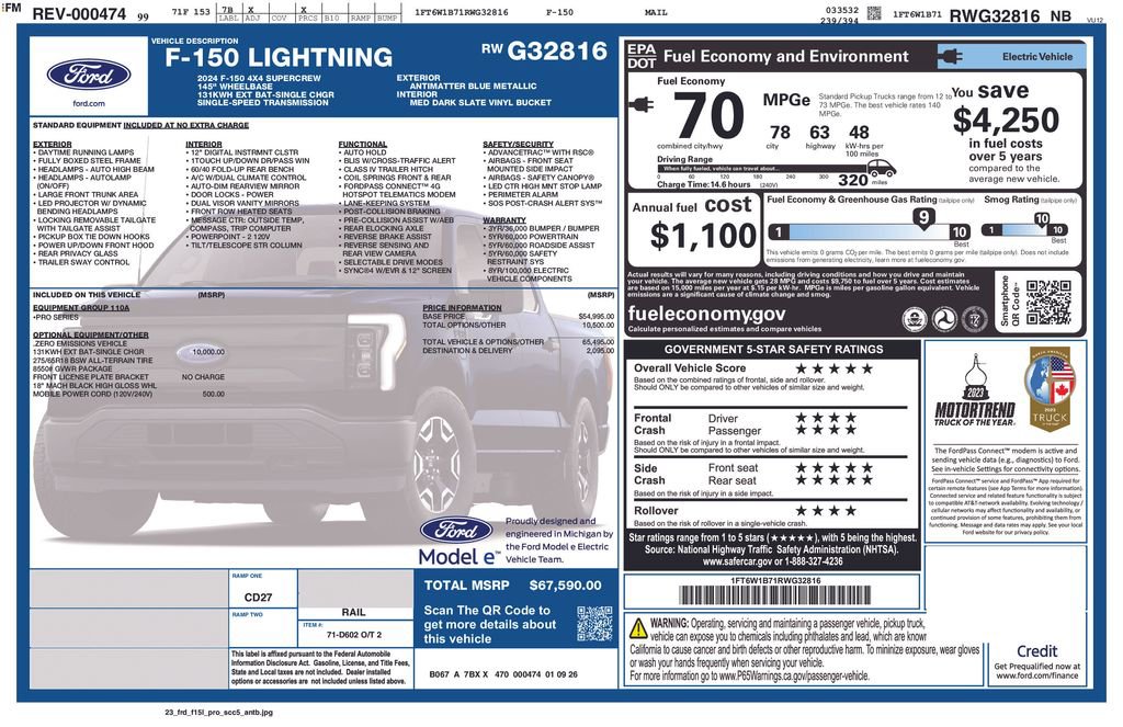 New 2024 Ford F150 Lightning Pro AWD/4WD image 2