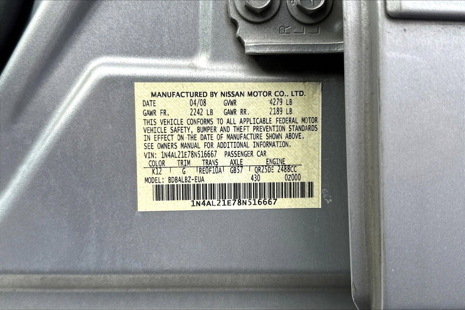 Used 2008 Nissan Altima 2.5 SL w/ SL Pkg FWD image 4