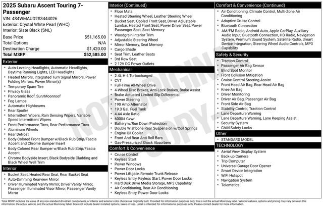 Certified 2025 Subaru Ascent Touring AWD/4WD image 3