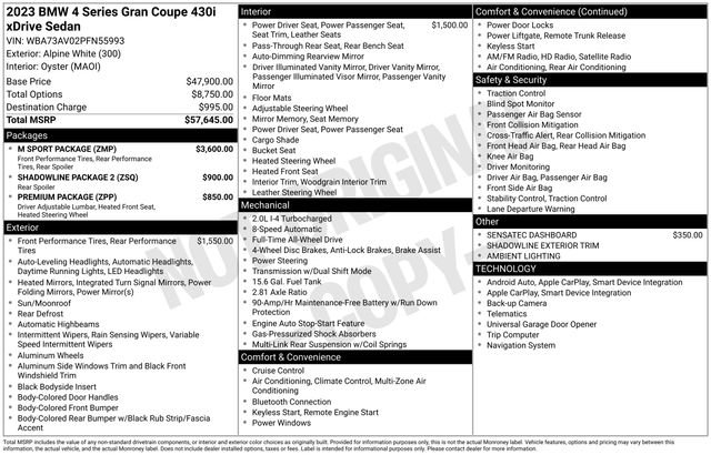 Used 2023 BMW 430i Gran Coupe xDrive w/ M Sport Package image 40