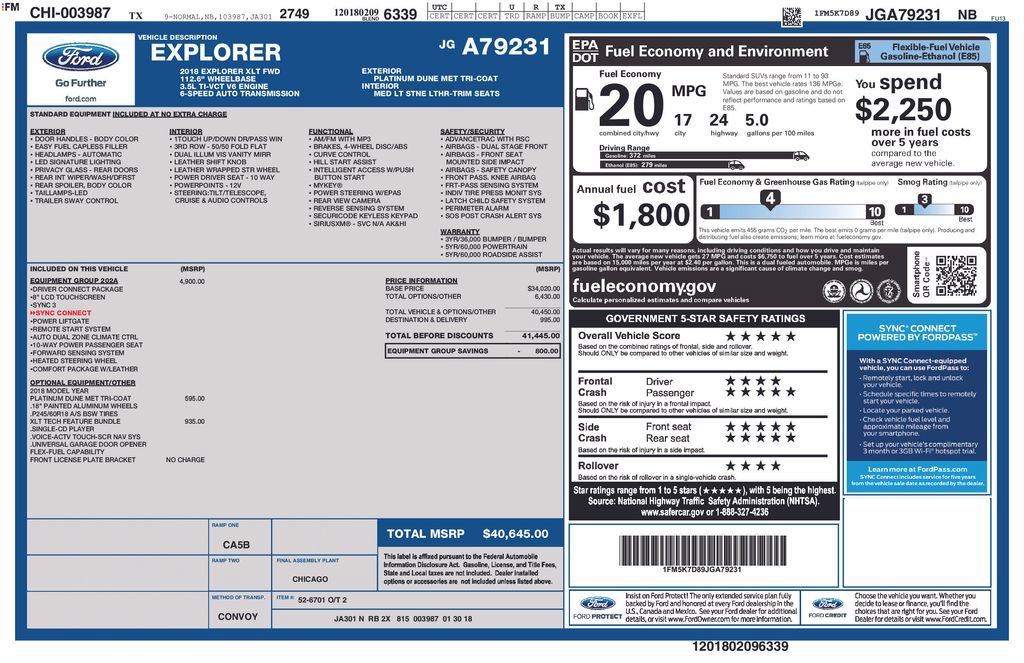 Used 2018 Ford Explorer XLT w/ Equipment Group 202A FWD image 39