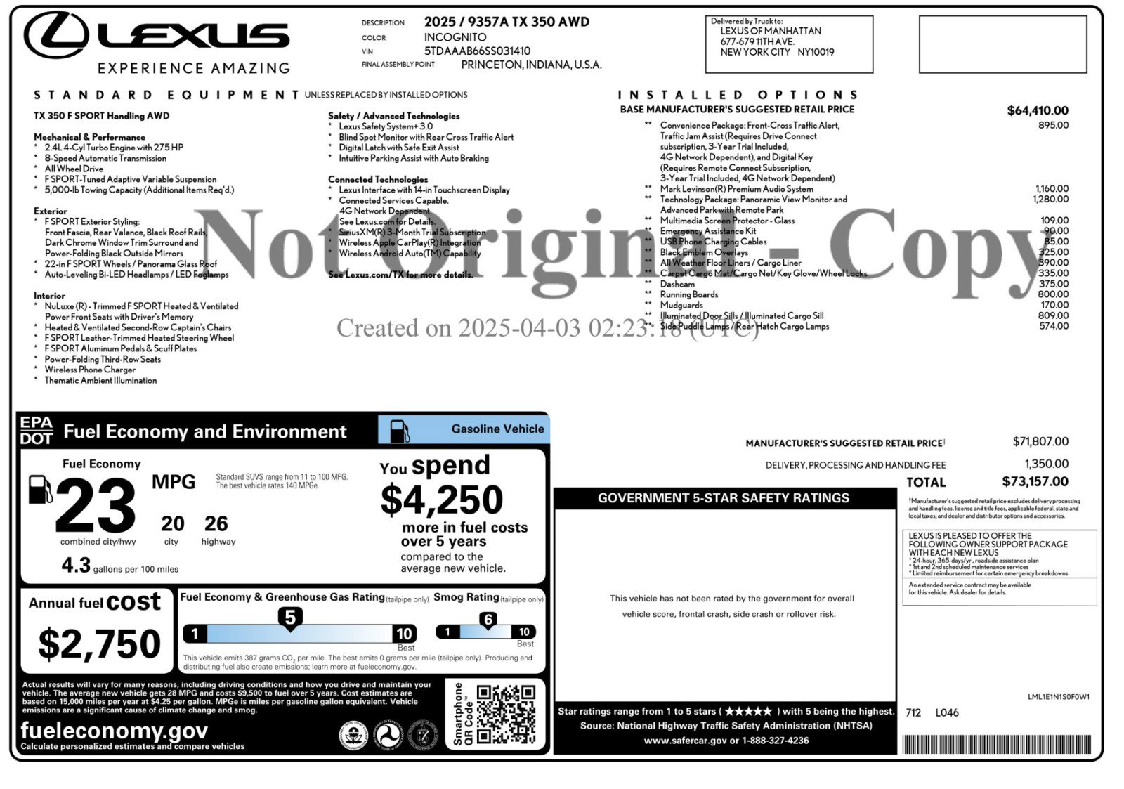 Used 2025 Lexus TX 350 AWD w/ Technology Package image 58