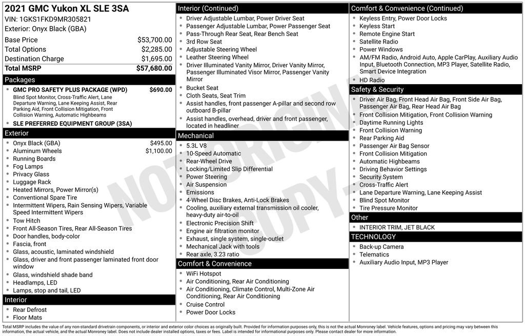 Used 2021 GMC Yukon XL SLE w/ Gmc Pro Safety Plus Package image 6