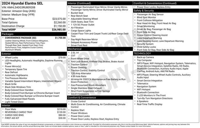 Used 2024 Hyundai Elantra SEL w/ Convenience Package FWD image 10