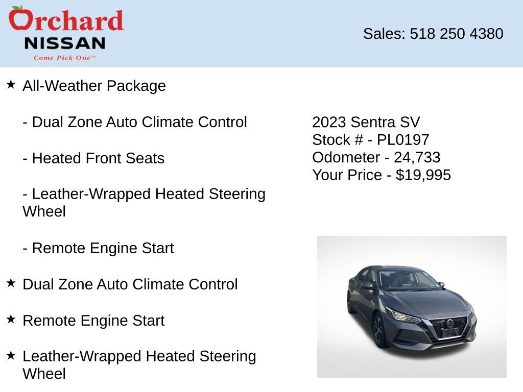 Used 2023 Nissan Sentra SV w/ All-Weather Package FWD image 7