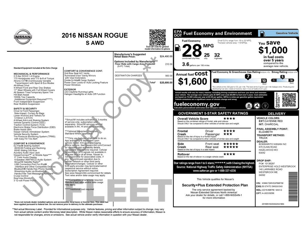 Used 2016 Nissan Rogue S image 6
