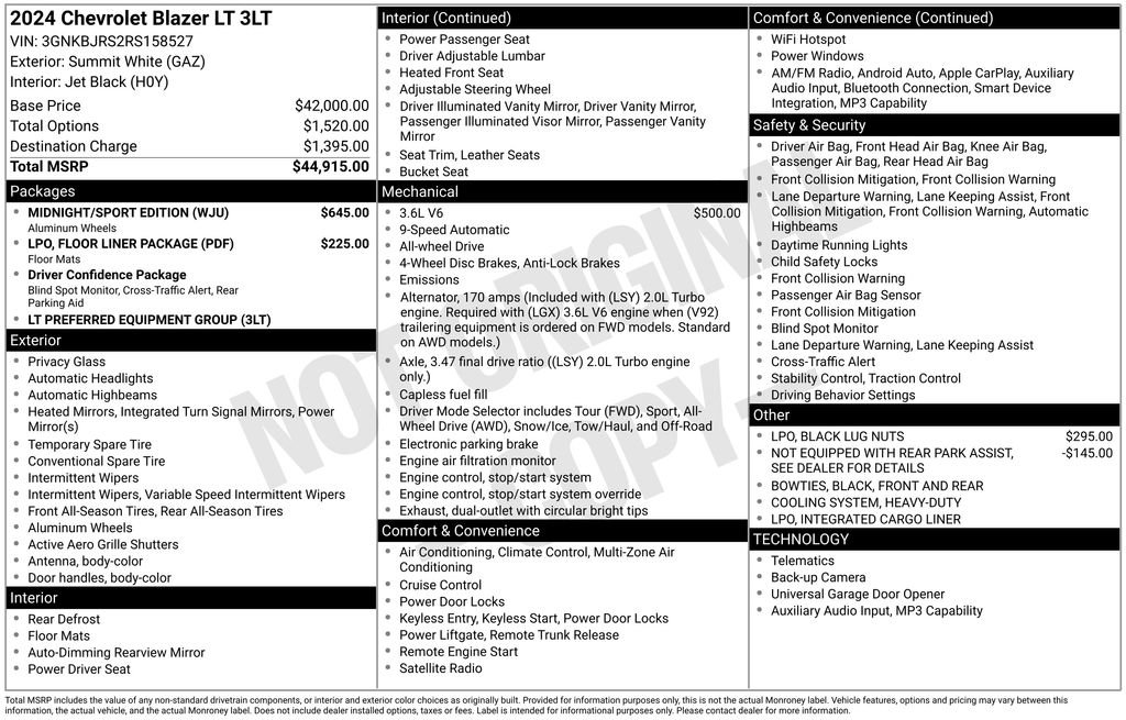 Certified 2024 Chevrolet Blazer LT w/ Midnight/Sport Edition AWD/4WD image 2