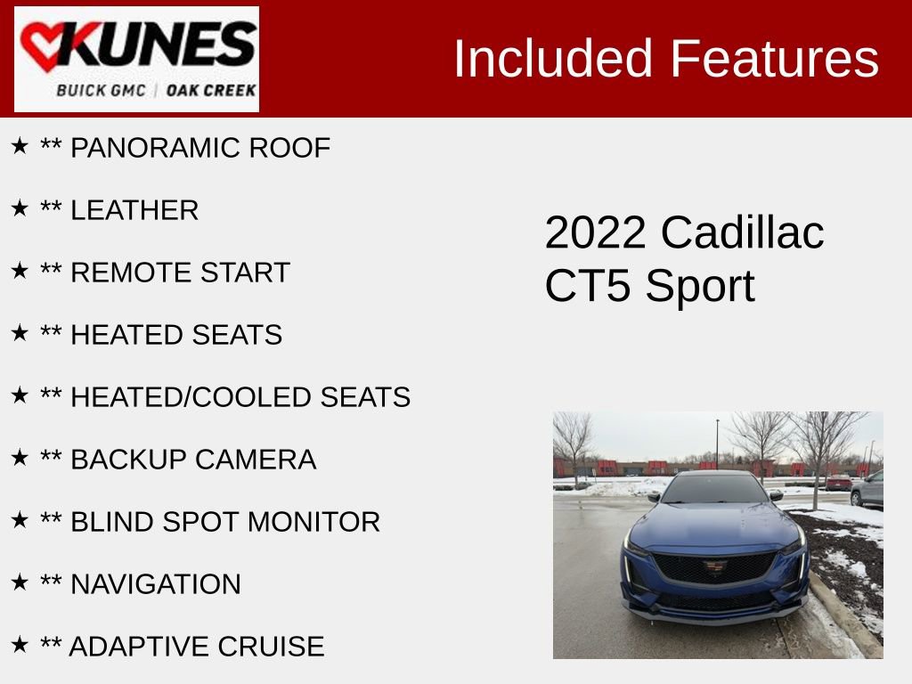 Used 2022 Cadillac CT5 Sport w/ Parking Package image 2