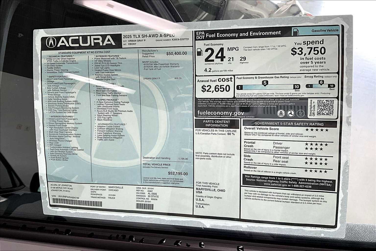 New 2025 Acura TLX SH-AWD w/ A-SPEC Pkg image 21