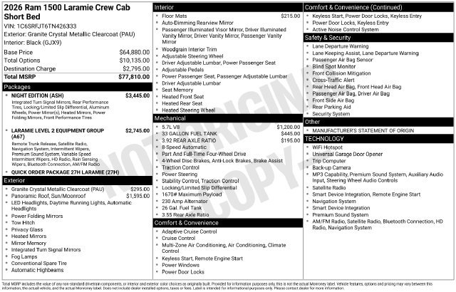 New 2026 RAM 1500 Laramie w/ Night Edition AWD/4WD image 7
