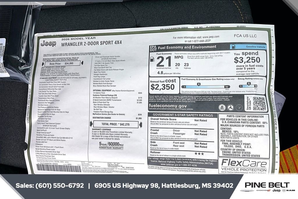 New 2026 Jeep Wrangler Sport image 12