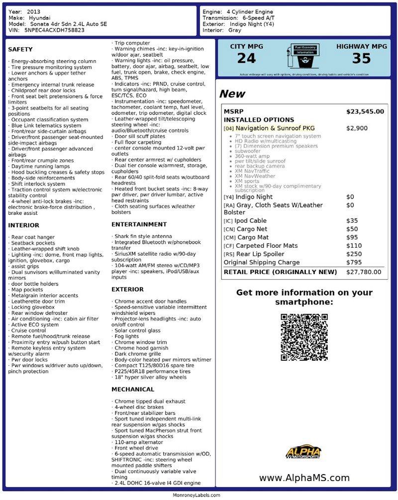 Used 2013 Hyundai Sonata SE w/ Navigation & Sunroof Pkg image 3