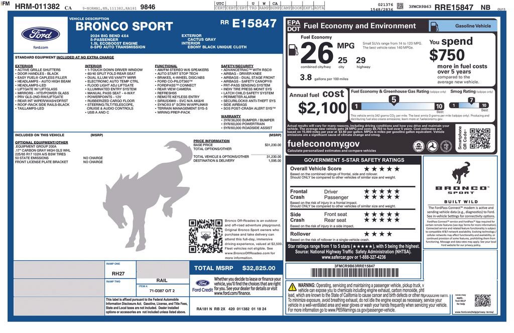 Certified 2024 Ford Bronco Sport Big Bend AWD/4WD image 3