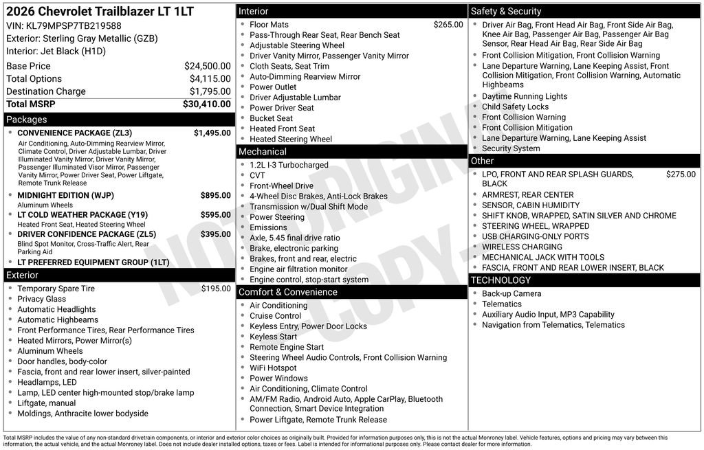 New 2026 Chevrolet TrailBlazer LT w/ Convenience Package FWD image 28