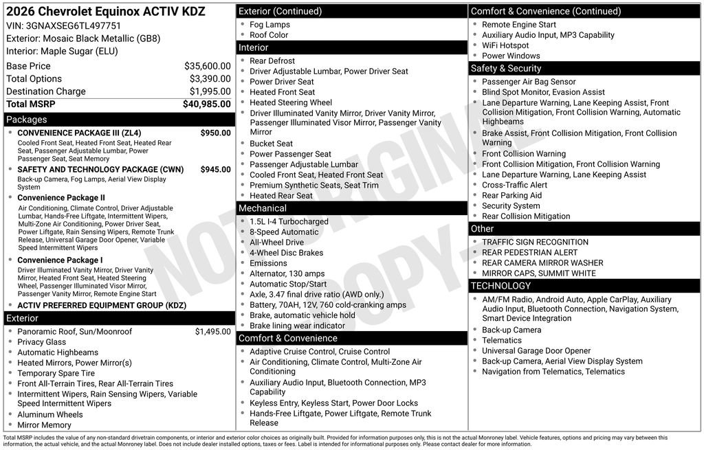 New 2026 Chevrolet Equinox ACTIV w/ Convenience Package III AWD/4WD image 6