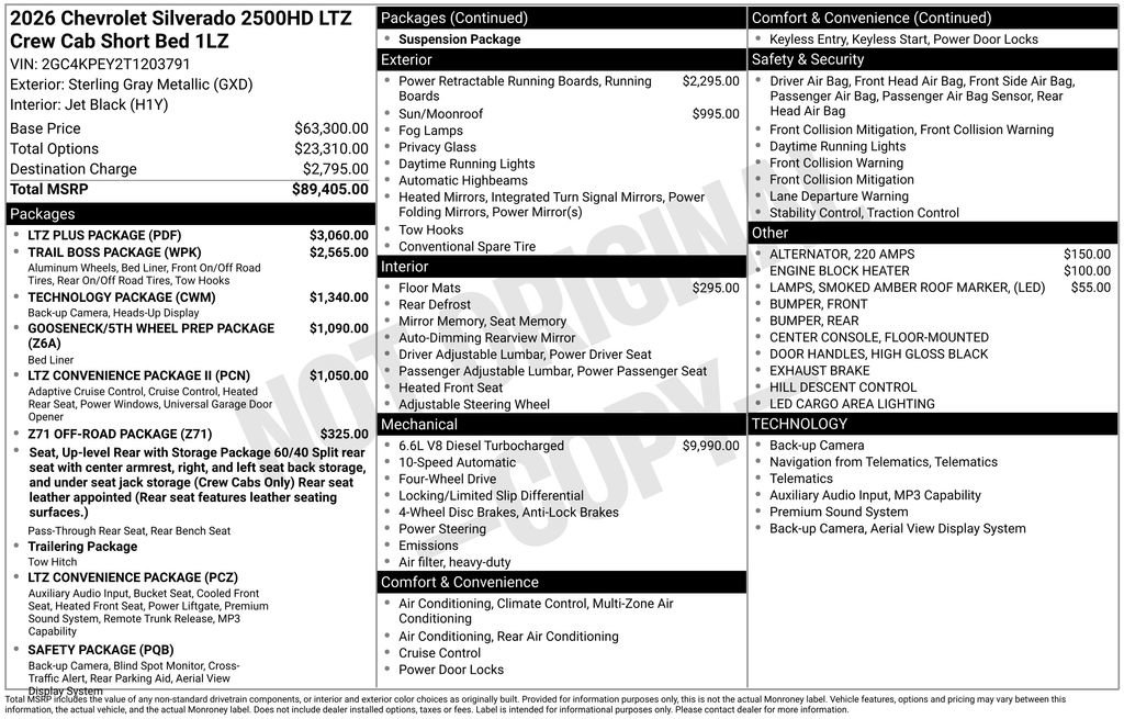 New 2026 Chevrolet Silverado 2500 LTZ w/ LTZ Plus Package AWD/4WD image 6