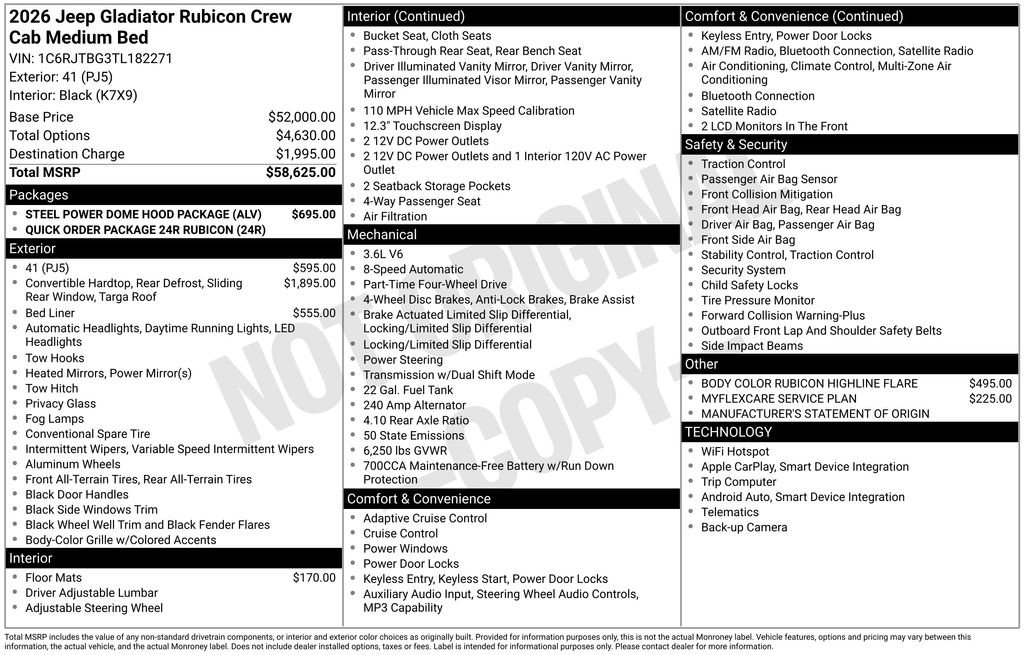New 2026 Jeep Gladiator Rubicon w/ Steel Power Dome Hood Package image 9