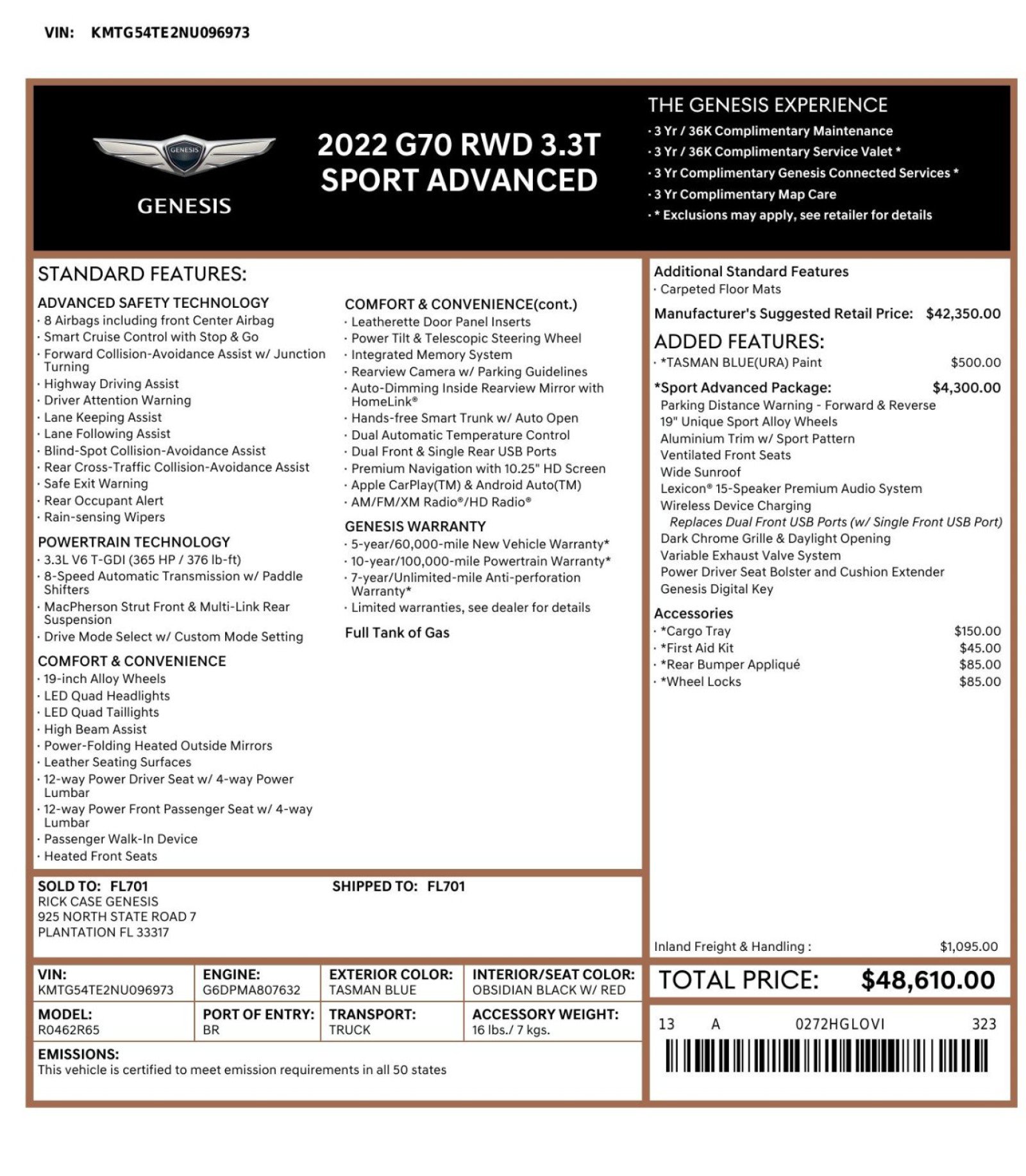 Used 2022 Genesis G70 3.3T w/ Sport Advanced Package RWD image 62