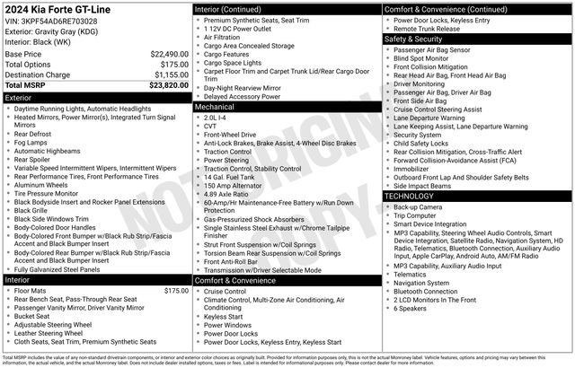 Certified 2024 Kia Forte GT-Line FWD image 19