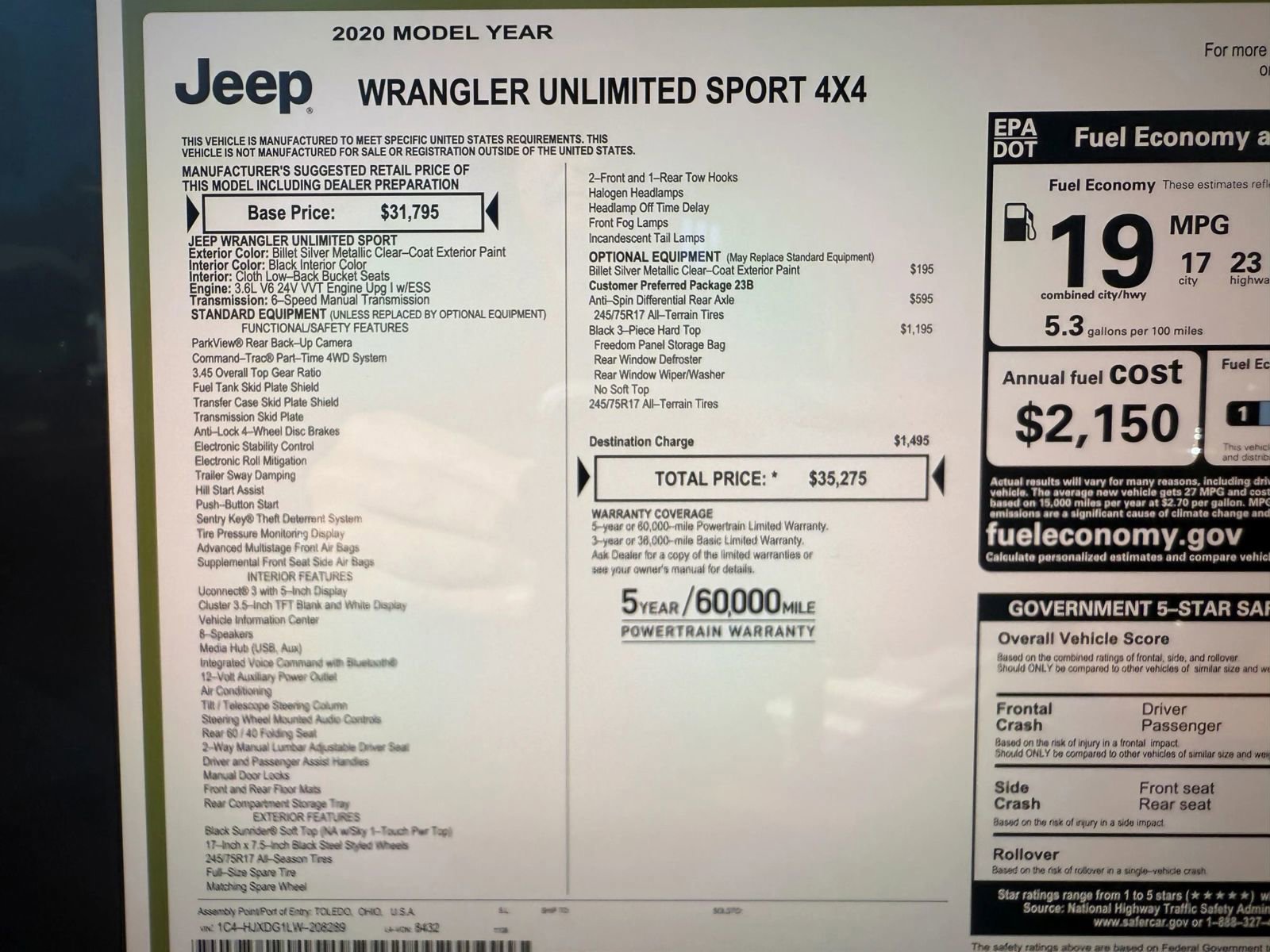 Used 2020 Jeep Wrangler Unlimited Sport image 4