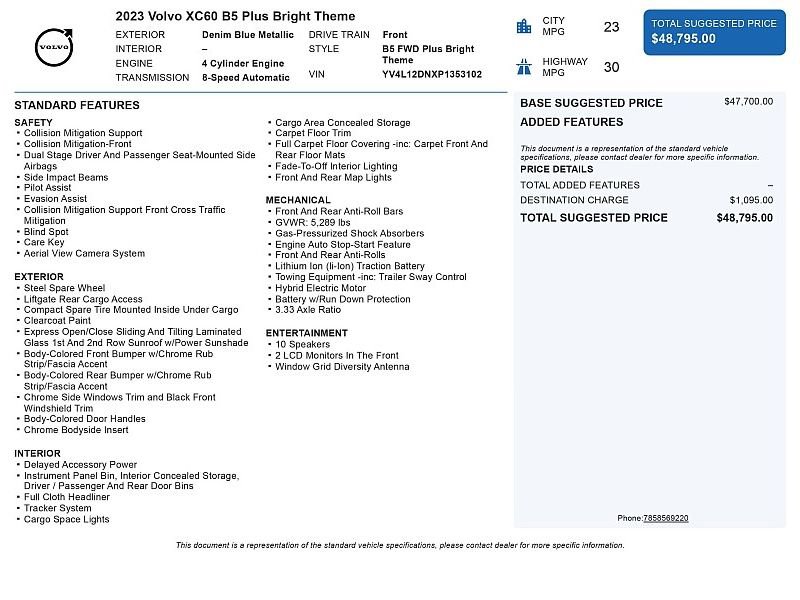Used 2023 Volvo XC60 B5 Plus FWD image 2