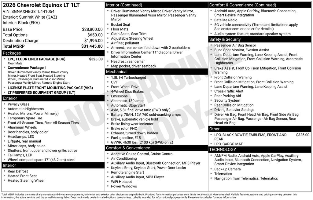 New 2026 Chevrolet Equinox LT w/ LPO, Floor Liner Package image 34