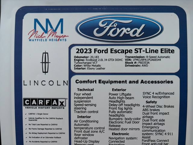 Certified 2023 Ford Escape ST-Line Elite w/ Premium Technology Package AWD/4WD image 41