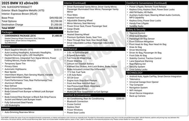 Used 2025 BMW X3 xDrive30i w/ Convenience Package image 48