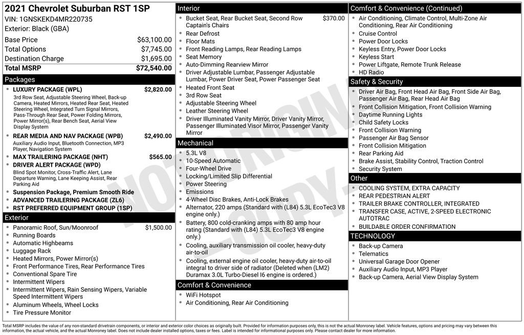 Used 2021 Chevrolet Suburban RST w/ Luxury Package image 3