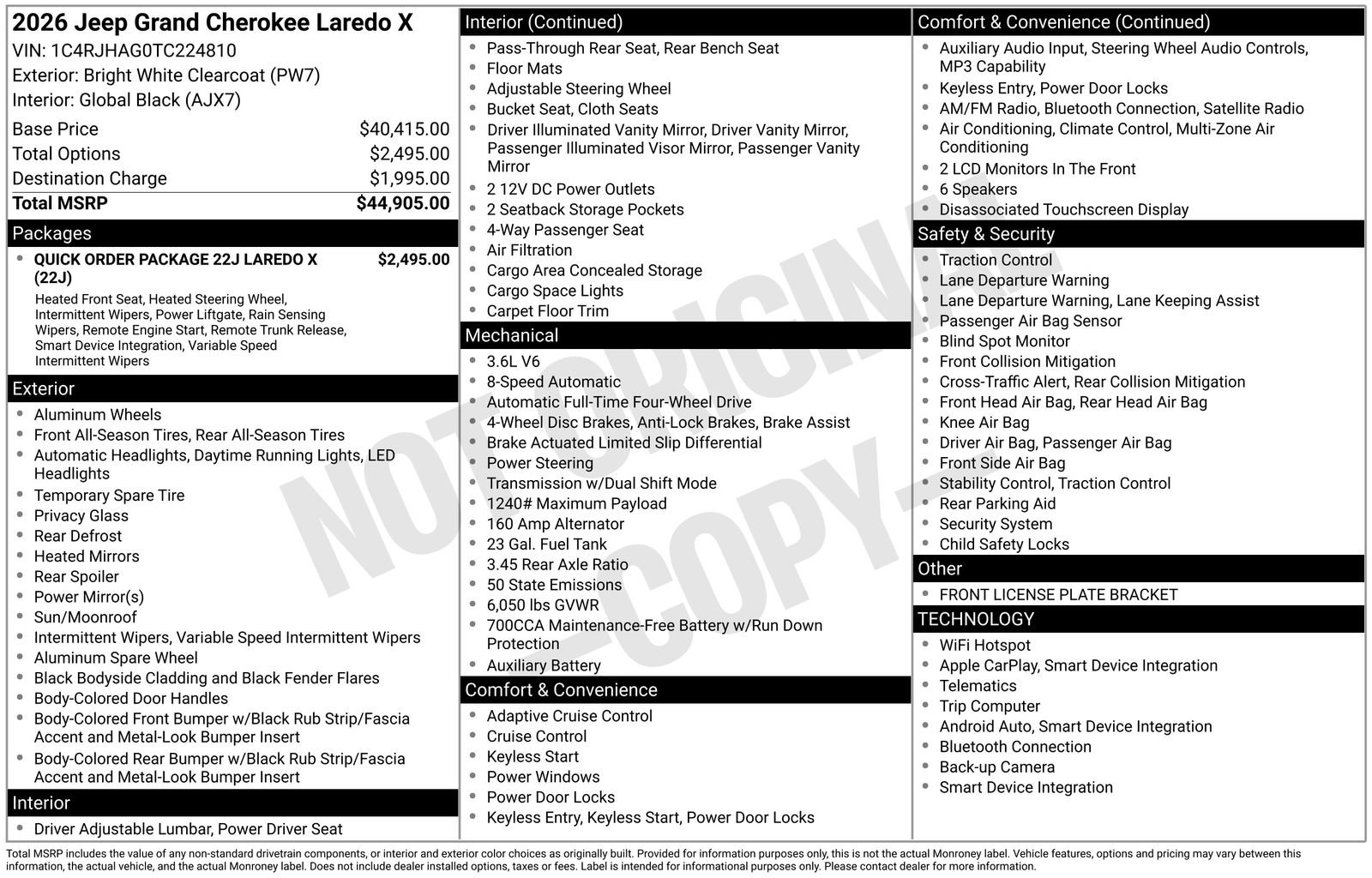 New 2026 Jeep Grand Cherokee Laredo X AWD/4WD image 31