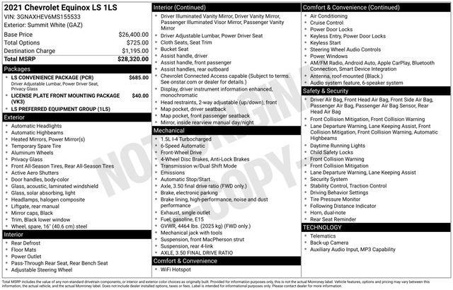 Used 2021 Chevrolet Equinox LS w/ LS Convenience Package FWD image 7