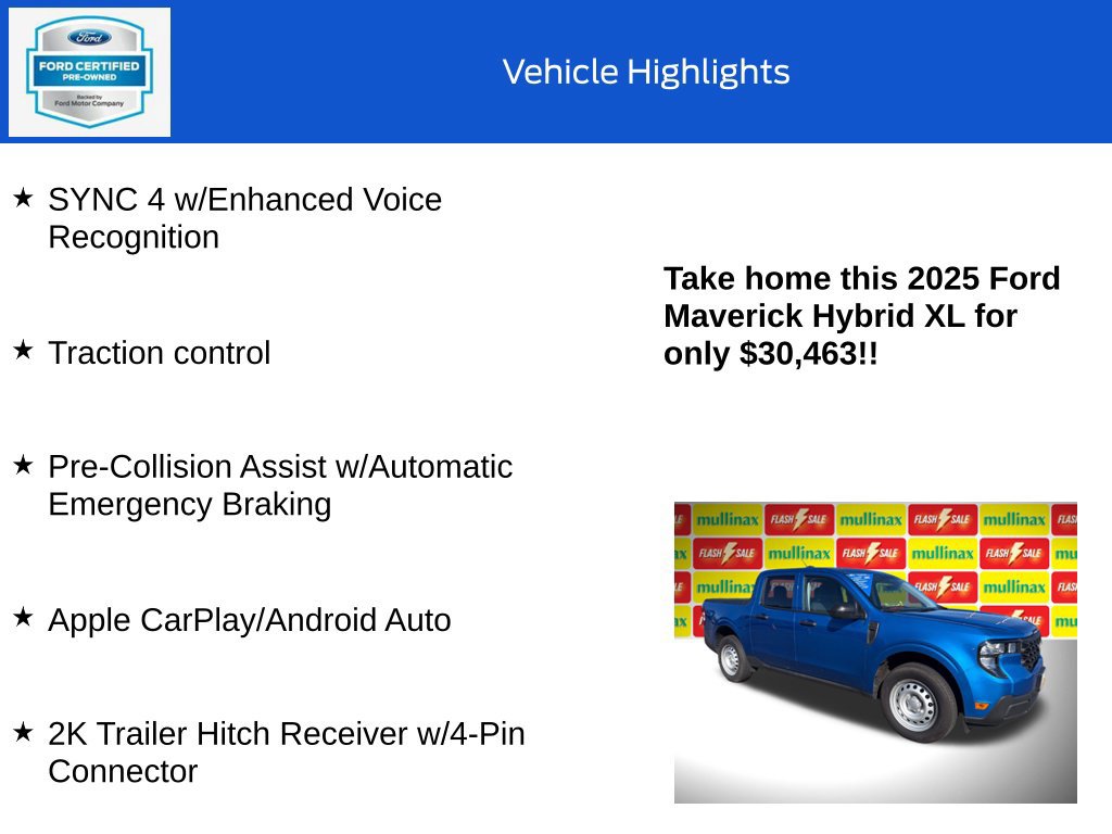 Certified 2025 Ford Maverick XL w/ Equipment Group 101A AWD/4WD image 18