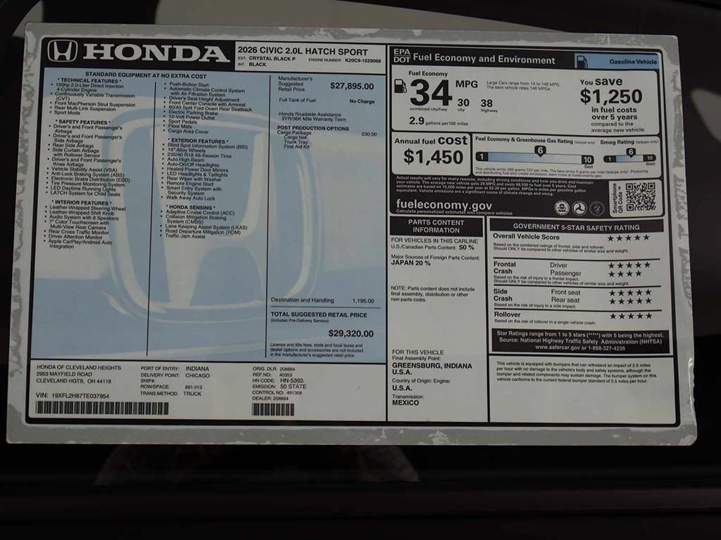 New 2026 Honda Civic Sport image 24