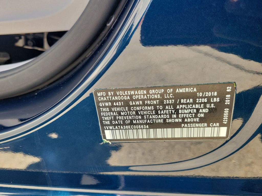 Used 2019 Volkswagen Passat 2.0T Wolfsburg w/ Wheels & Sunroof Package image 36