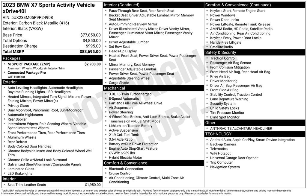 Used 2023 BMW X7 xDrive40i w/ M Sport Package AWD/4WD image 49