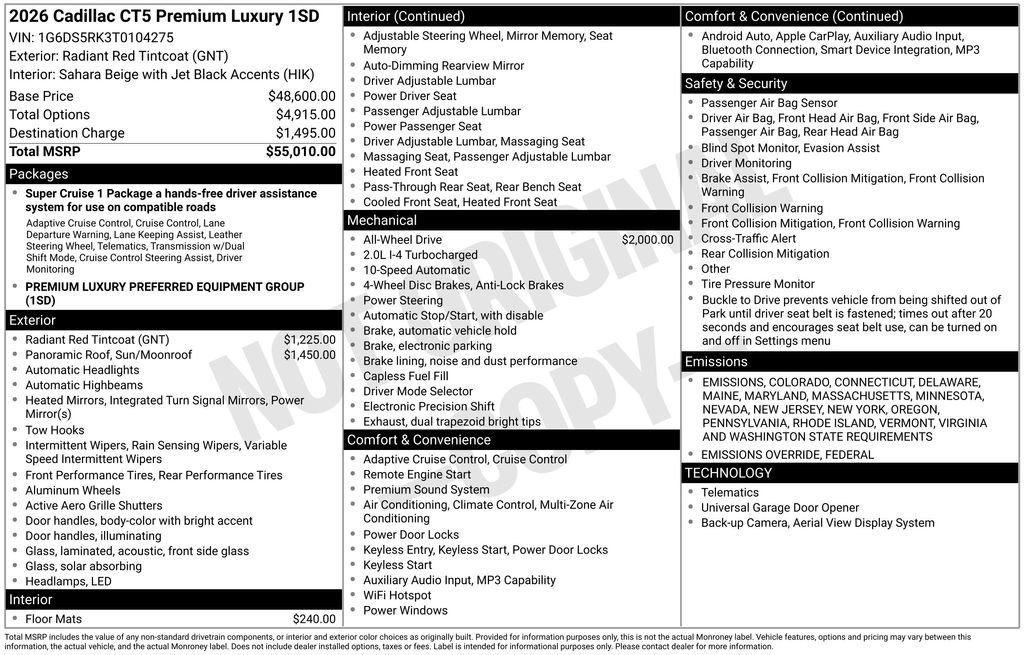 New 2026 Cadillac CT5 Premium Luxury image 4