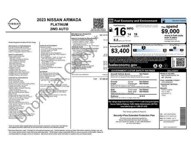 Certified 2023 Nissan Armada Platinum w/ Captain's Chairs Package RWD image 17