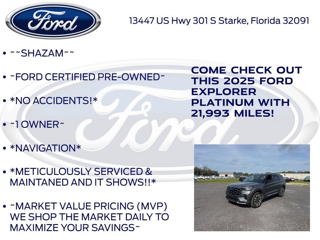 Certified 2025 Ford Explorer Platinum w/ LUX Leather Package AWD/4WD image 6
