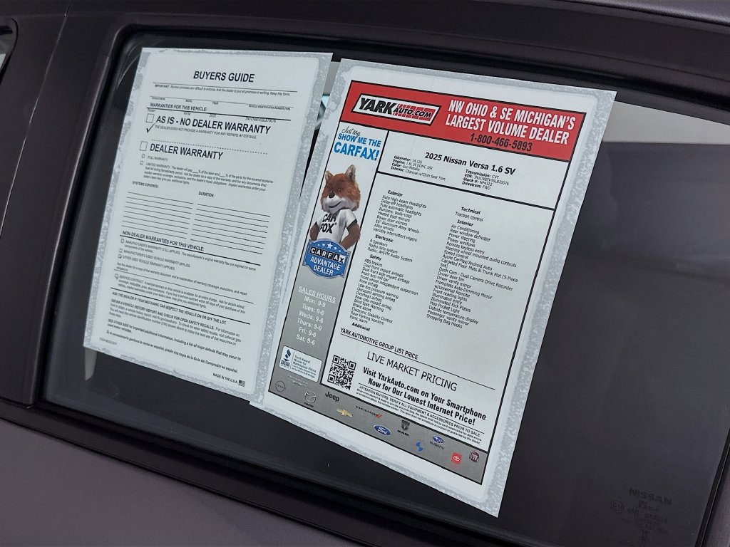 Certified 2025 Nissan Versa SV w/ Electronics Package FWD image 13