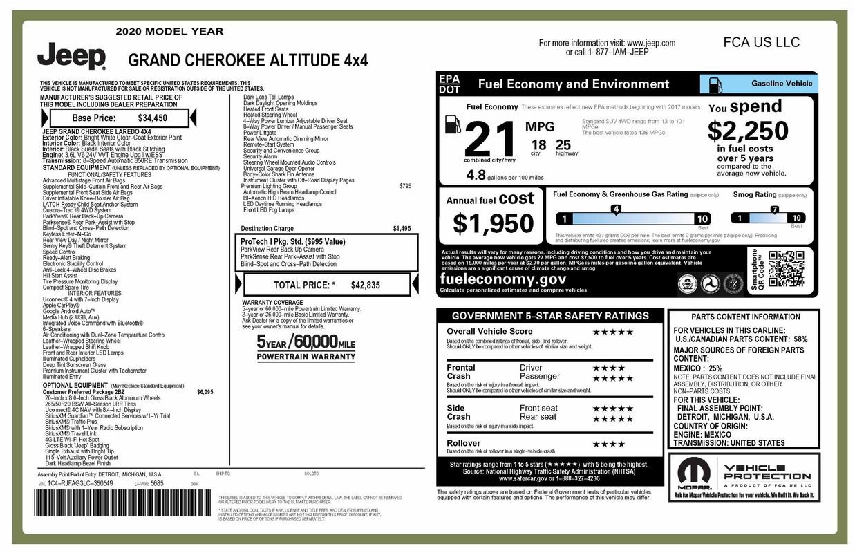 Used 2020 Jeep Grand Cherokee Altitude image 46