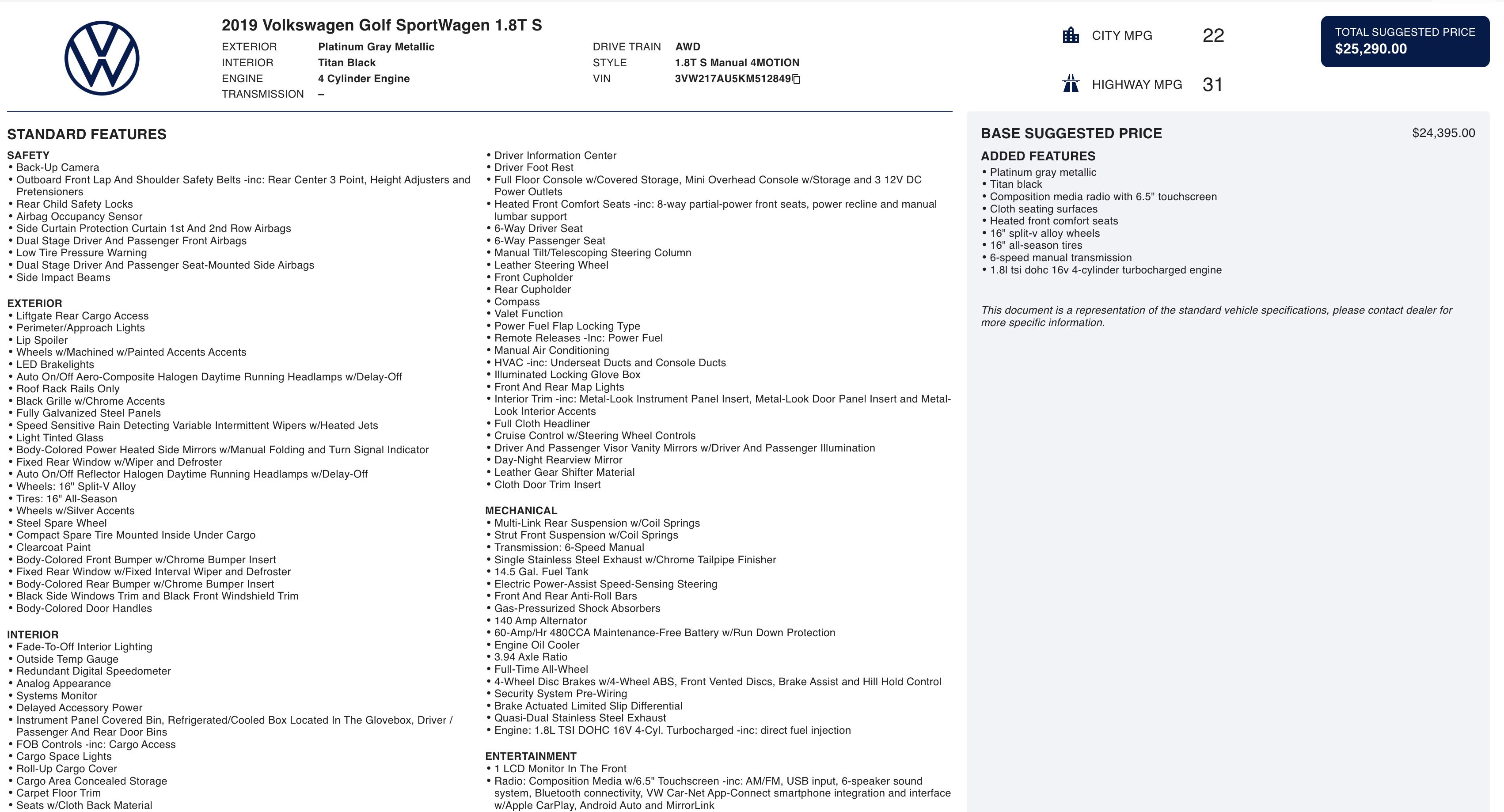 Used 2019 Volkswagen Golf S image 2