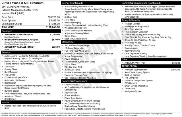 Used 2023 Lexus LX 600 4WD w/ Appearance Package image 41
